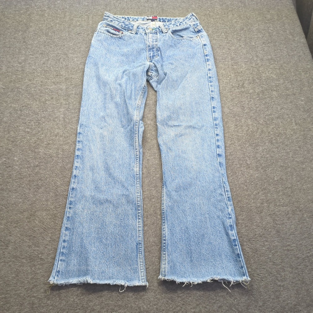 Vintage Tommy Hilfiger Jeans Womens‎ 5 Blue Big Flag Frayed Boot Cut